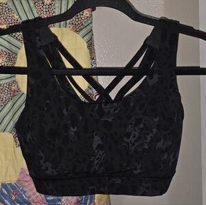 Lululemon Sleek Black Leopard Sports Bra